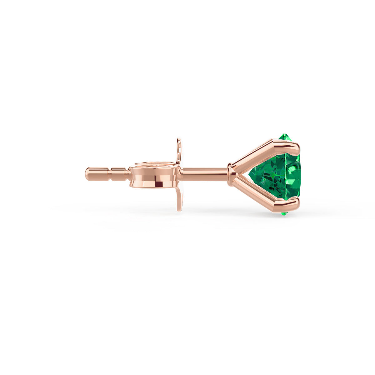 SENA - Round Emerald 18k Rose Gold Stud Earrings | Lily Arkwright