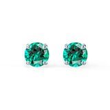 SENA - Round Emerald 950 Platinum Stud Earrings Earrings Lily Arkwright