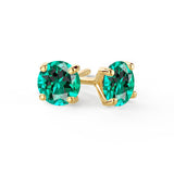 SENA - Round Emerald 18k Yellow Gold Stud Earrings Earrings Lily Arkwright
