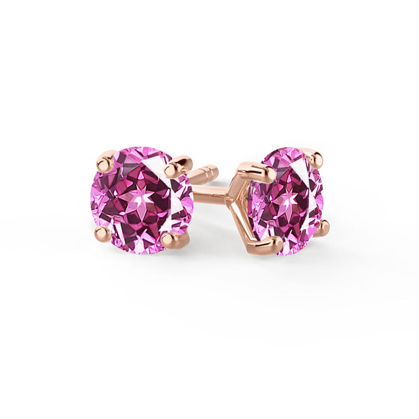 SENA - Round Pink Sapphire 18k Rose Gold Stud Earrings Earrings Lily Arkwright