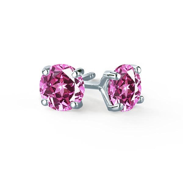 SENA - Round Pink Sapphire 950 Platinum Stud Earrings Earrings Lily Arkwright