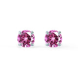 SENA - Round Pink Sapphire 18k White Gold Stud Earrings Earrings Lily Arkwright