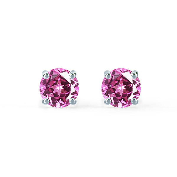 SENA - Round Pink Sapphire 950 Platinum Stud Earrings Earrings Lily Arkwright