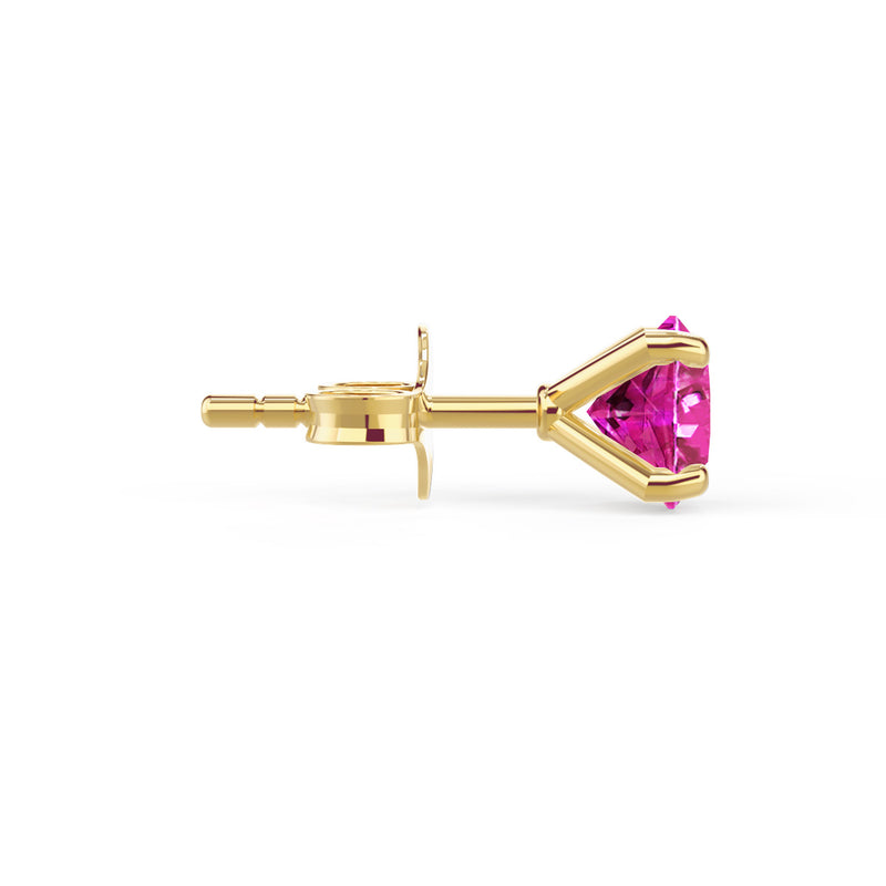 SENA - Round Pink Sapphire 18k Yellow Gold Stud Earrings Earrings Lily Arkwright
