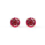 SENA - Round Ruby 18k Rose Gold Stud Earrings Earrings Lily Arkwright
