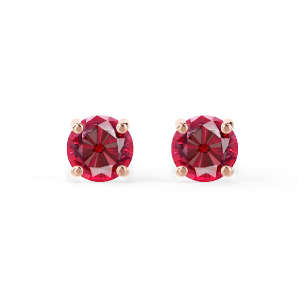 SENA - Round Ruby 18k Rose Gold Stud Earrings Earrings Lily Arkwright