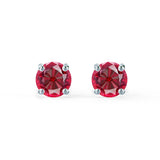 SENA - Round Ruby 18k White Gold Stud Earrings Earrings Lily Arkwright