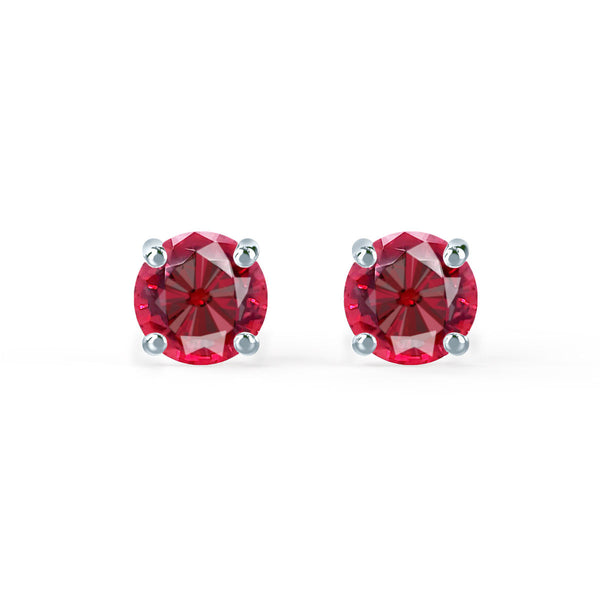 SENA - Round Ruby 950 Platinum Stud Earrings Earrings Lily Arkwright
