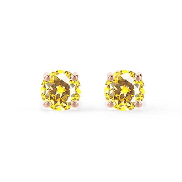 SENA - Round Yellow Sapphire 18k Rose Gold Stud Earrings Earrings Lily Arkwright