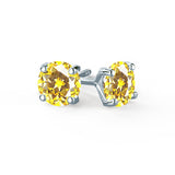 SENA - Round Yellow Sapphire 18k White Gold Stud Earrings Earrings Lily Arkwright