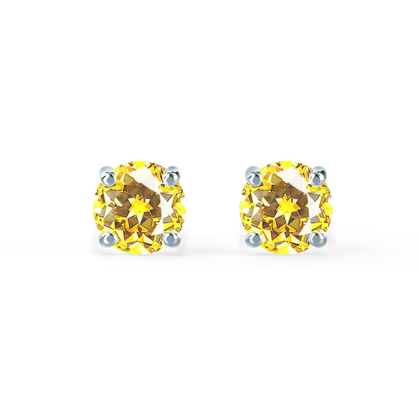 SENA - Round Yellow Sapphire 950 Platinum Stud Earrings Earrings Lily Arkwright