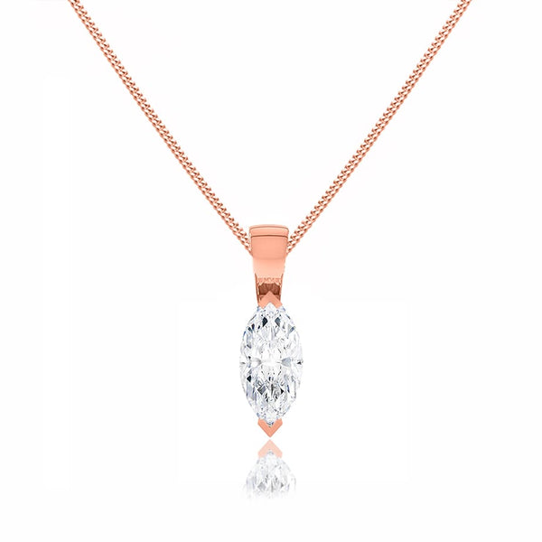 TALULLA - Marquise Lab Diamond 2 Claw Pendant 18k Rose Gold Pendant Lily Arkwright