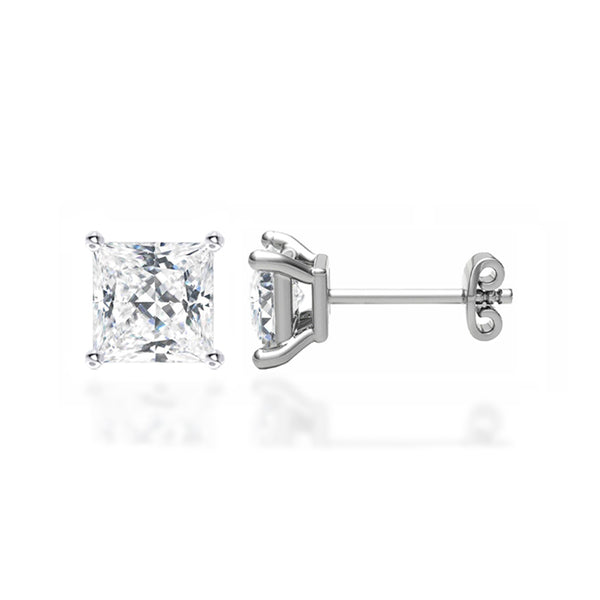 TRINITY - Princess Lab Diamond 950 Platinum Stud Earrings Earrings Lily Arkwright