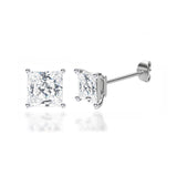 TRINITY - Princess Lab Diamond 18k White Gold Stud Earrings Earrings Lily Arkwright