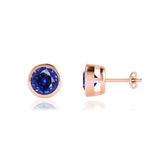 TYME - Beze Edge Blue Sapphire Earrings 18k Rose Gold Earrings Lily Arkwright