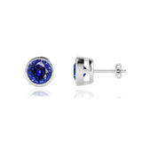 TYME - Beze Edge Blue Sapphire Earrings 18k White Gold Earrings Lily Arkwright