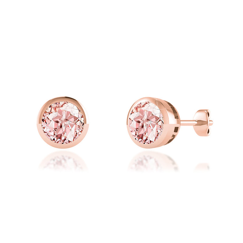 TYME - Beze Edge Champagne Sapphire Earrings 18k Rose Gold Earrings Lily Arkwright