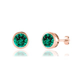 TYME - Beze Edge Emerald Earrings 18k Rose Gold Earrings Lily Arkwright