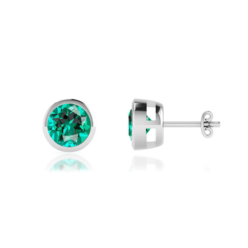 TYME - Beze Edge Emerald Earrings 18k White Gold Earrings Lily Arkwright