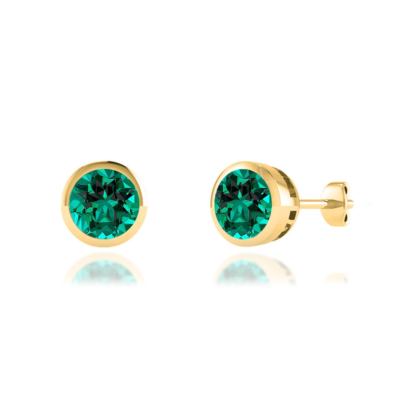 TYME - Beze Edge Emerald Earrings 18k Yellow Gold Earrings Lily Arkwright