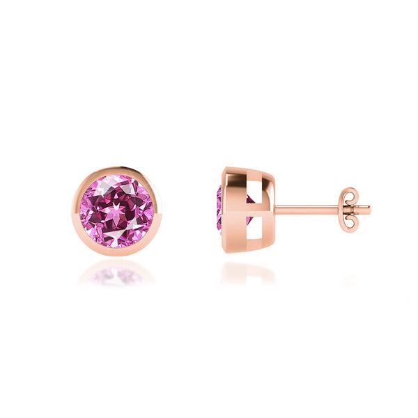 TYME - Beze Edge Pink Sapphire Earrings 18k Rose Gold Earrings Lily Arkwright