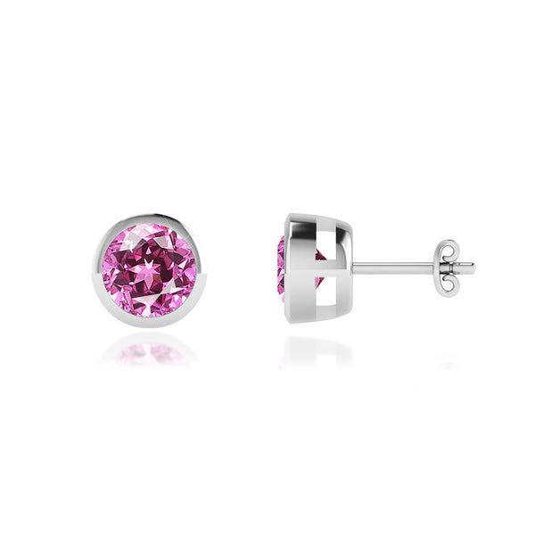 TYME - Beze Edge Pink Sapphire Earrings 18k White Gold Earrings Lily Arkwright
