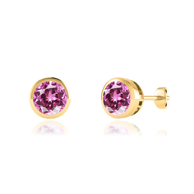 TYME - Beze Edge Pink Sapphire Earrings 18k Yellow Gold Earrings Lily Arkwright