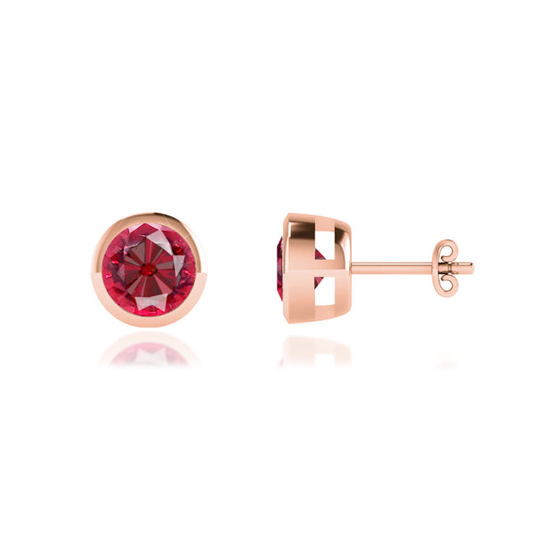 TYME - Beze Edge Ruby Earrings 18k Rose Gold Earrings Lily Arkwright