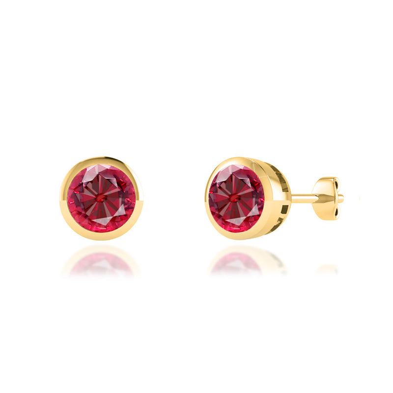 TYME - Beze Edge Ruby Earrings 18k Yellow Gold Earrings Lily Arkwright