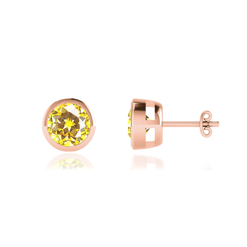 TYME - Beze Edge Yellow Sapphire Earrings 18k Rose Gold Earrings Lily Arkwright