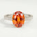 VIOLA - Padparadscha Oval & Diamond 18k White Gold Shoulder Set Ring