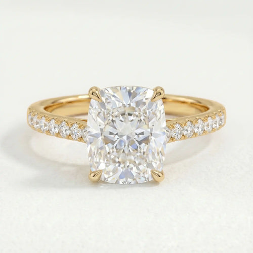 VIOLA - Ready To Ship 2.03ct Elongated Cushion Lab Diamond 18k Yellow Gold Shoulder Set