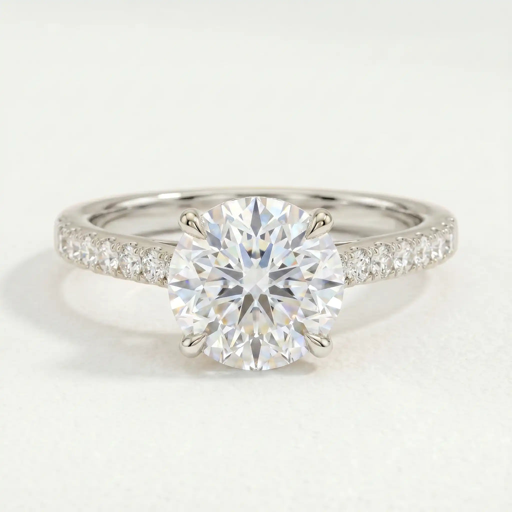 VIOLA - Round Lab Diamond Platinum Shoulder Set Engagement Ring