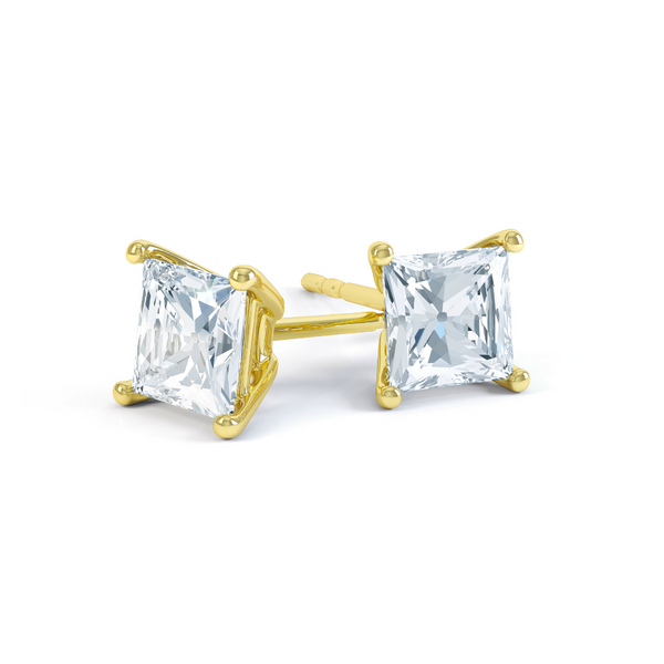 VALENTIA - Princess Lab Diamond 18k Yellow Gold Stud Earrings Earrings Lily Arkwright