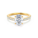 VIOLA - Oval Natural Diamond 18k Yellow Gold Shoulder Set Engagement Ring Lily Arkwright