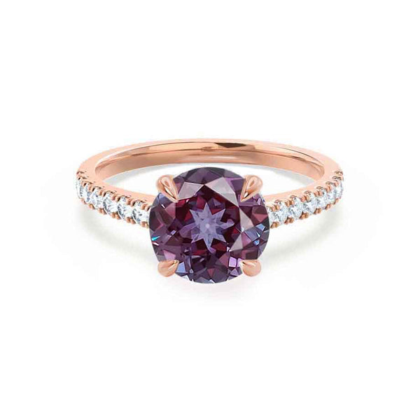 VIOLA - Chatham® Round Alexandrite Solitaire Engagement Ring 18k Rose Gold
