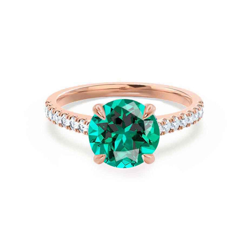 VIOLA - Chatham® Round Emerald Solitaire Engagement Ring 18k Rose Gold