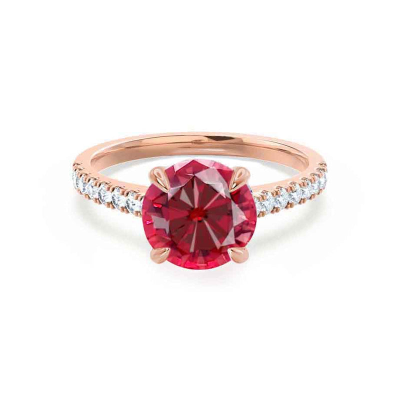 VIOLA - Chatham® Round Ruby Solitaire Engagement Ring 18k Rose Gold