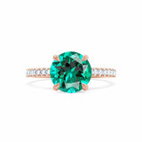 VIOLA - Chatham® Round Emerald Solitaire Engagement Ring 18k Rose Gold