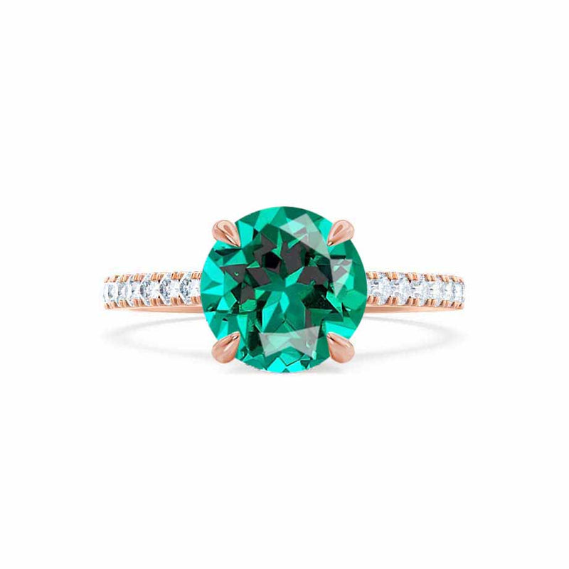 VIOLA - Chatham® Round Emerald Solitaire Engagement Ring 18k Rose Gold
