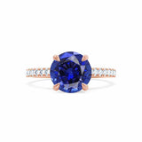 VIOLA - Chatham® Round Blue Sapphire Solitaire Engagement Ring 18k Rose Gold