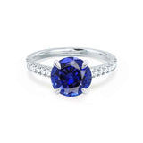 VIOLA - Chatham® Round Blue Sapphire Solitaire Engagement Ring 18k White Gold