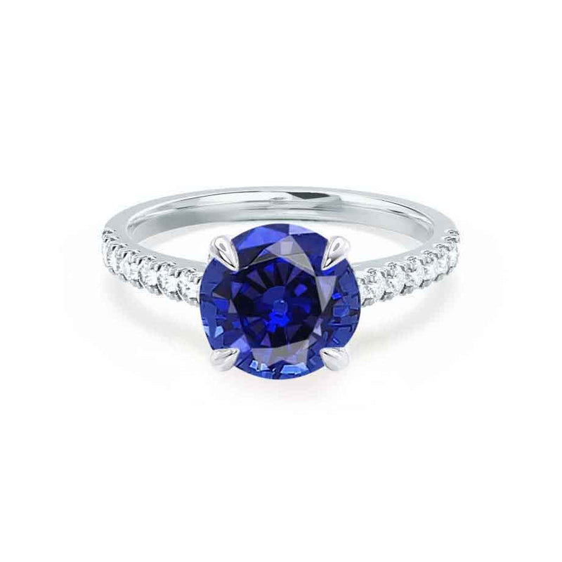 VIOLA - Chatham® Round Blue Sapphire Solitaire Engagement Ring 18k White Gold