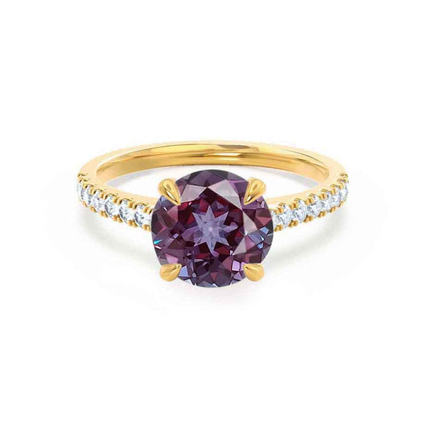 VIOLA - Chatham® Round Alexandrite Solitaire Engagement Ring 18k Yellow Gold