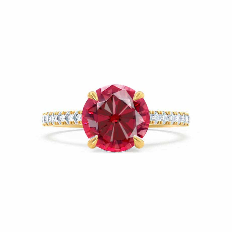 VIOLA - Chatham® Round Ruby Solitaire Engagement Ring 18k Yellow Gold