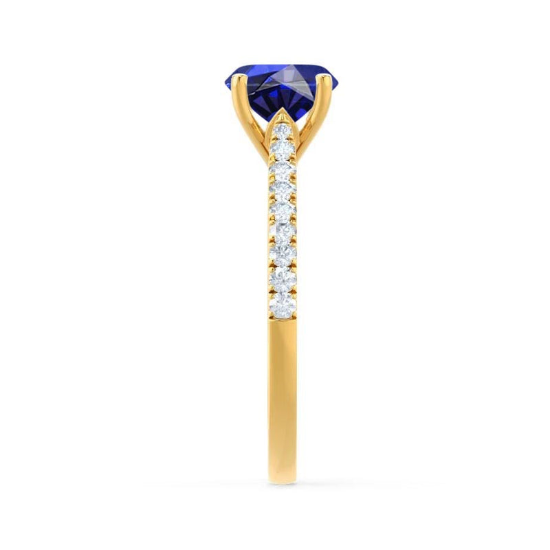 VIOLA - Chatham® Round Blue Sapphire Solitaire Engagement Ring 18k Yellow Gold