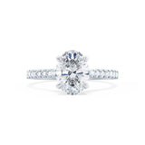 VIOLA - Oval Natural Diamond Platinum Shoulder Set Engagement Ring Lily Arkwright