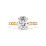 VIOLA - Oval Natural Diamond 18k Yellow Gold Shoulder Set Engagement Ring Lily Arkwright