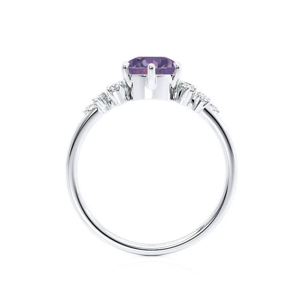 ALYA - Chatham® Round Alexandrite Starburst Cluster Shoulder Set Engagement Ring 950 Platinum