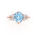 ALYA - Round Aqua Spinel Starburst Cluster Shoulder Set Engagement Ring 18k Rose Gold